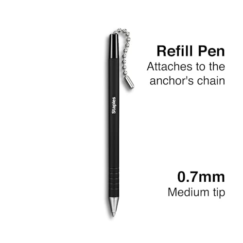 STAPLES Anchor Ballpoint Pen Refill, Medium Point, Black Ink, 3/Pack for Office Use, Durable and Smooth Writing, ST31642