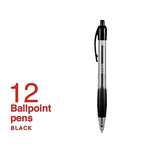 STAPLES 2498023 Ballpoint Pen .7Mm Black for Students Back to School Writing