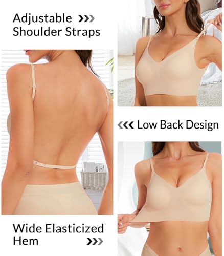 BOUFOR Seamless Low Back Bra Wireless Padded Bralette for Women - Comfortable and Durable Underwire-Free Bras
| BOUFOR