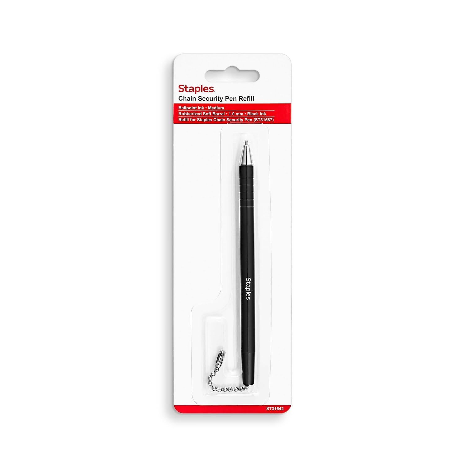 STAPLES Anchor Ballpoint Pen Refill, Medium Point, Black Ink, 3/Pack for Office Use, Durable and Smooth Writing, ST31642