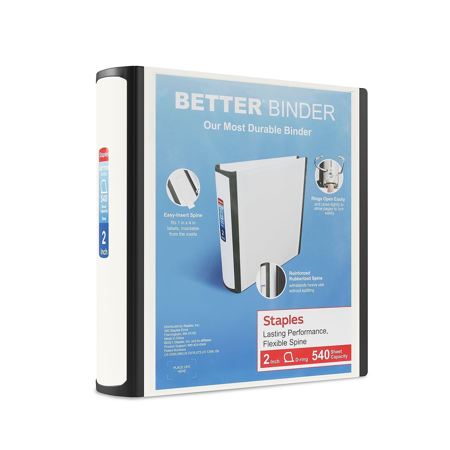  STAPLES Better Binder 2-Inch White for School Organization and Easy Access
| STAPLES Better Binder 2-Inch White for Stu
