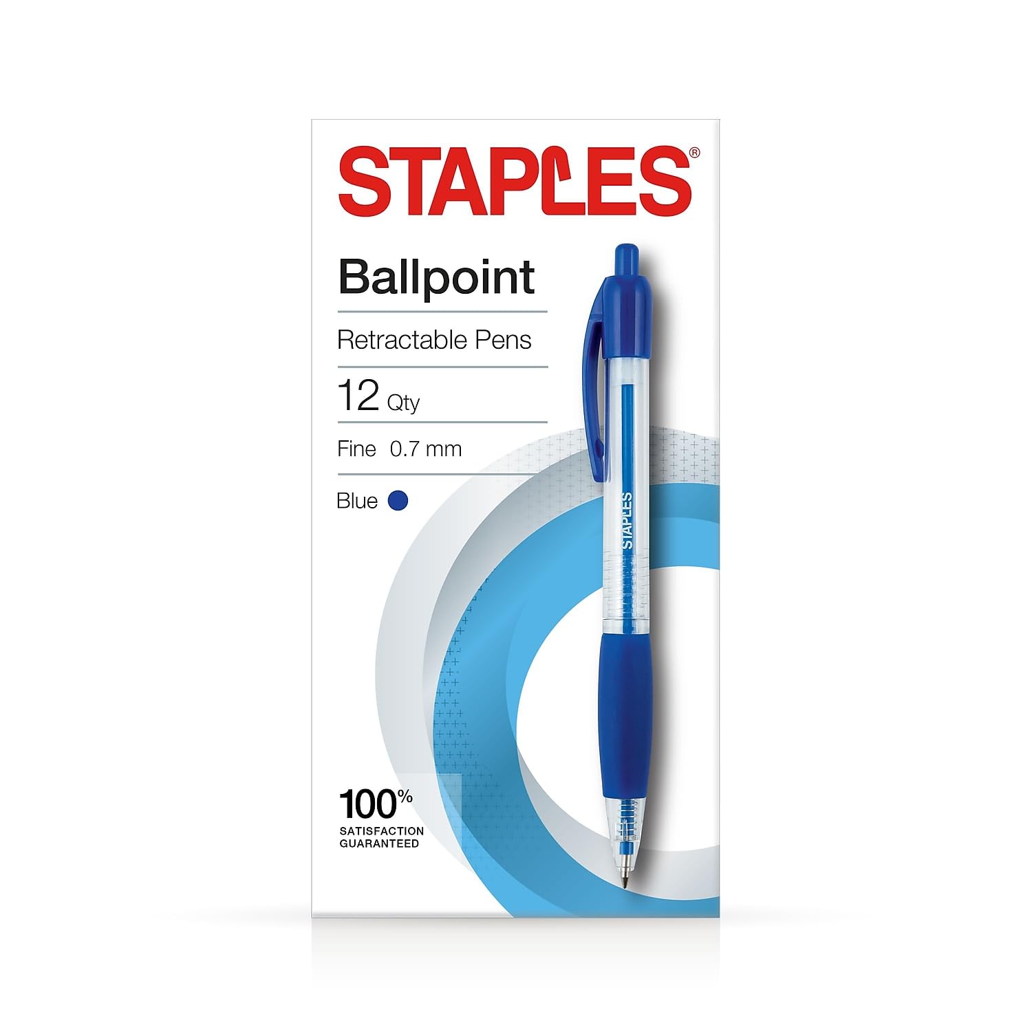 STAPLES 2498403 Blue Fine 0.7mm Ballpoint Pen for Students and Office Workers at Work and School