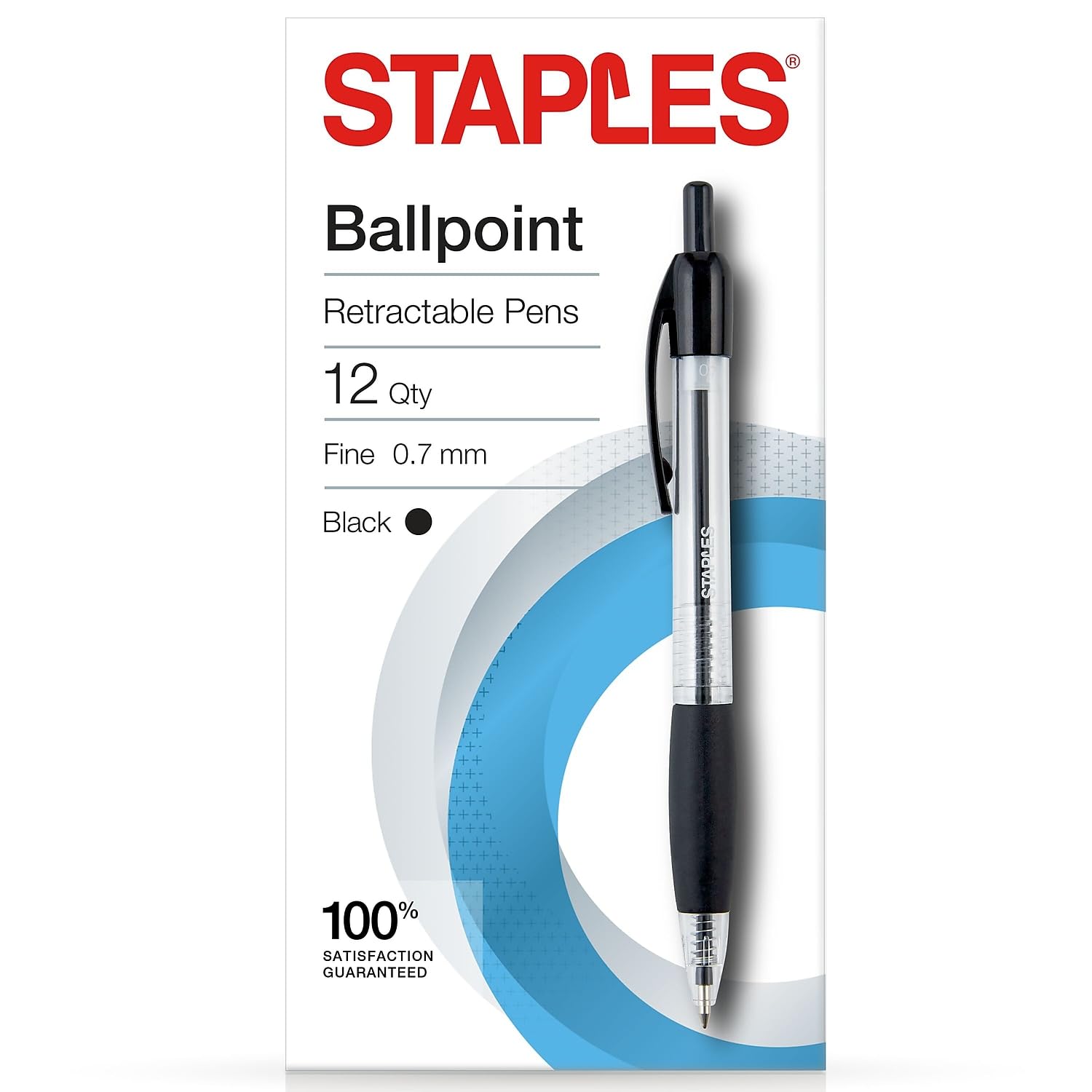 STAPLES 2498023 Ballpoint Pen .7Mm Black for Students Back to School Writing