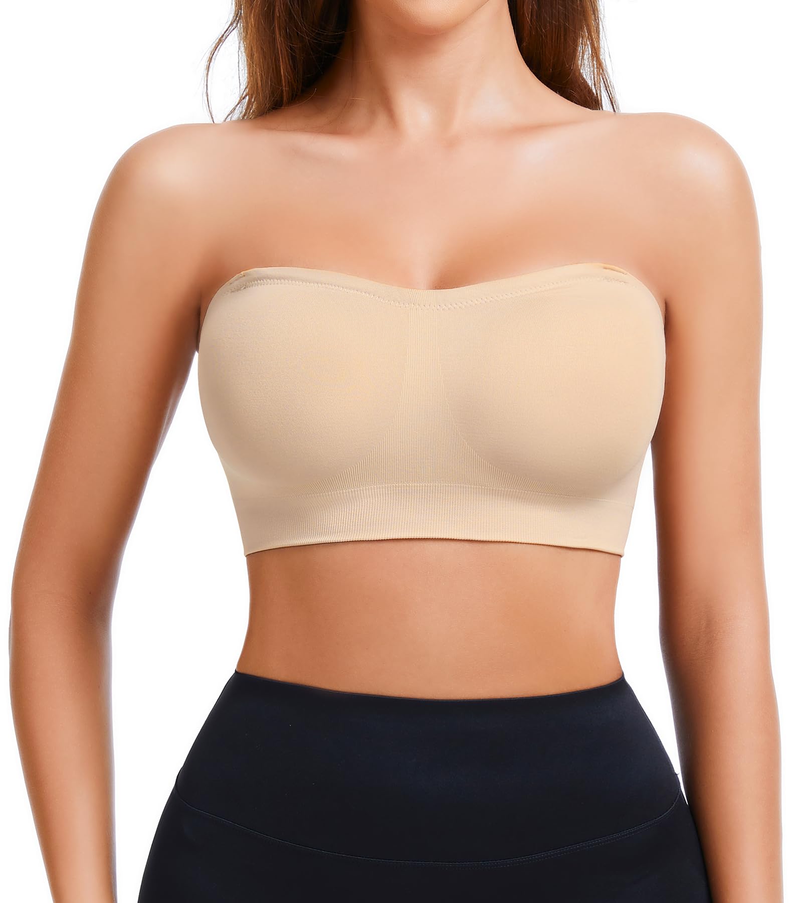 LIRASDIS Wireless Non-Slip Padded Bandeau Bra for Women (X-Large, Nude)
LIRASDIS Seamless Push Up Tube Top Bralette for